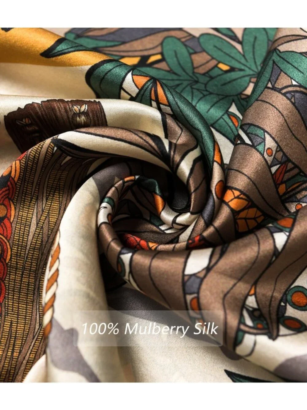 Luxurious 100% Mulberry Silk Large Square Shawl & Oversized Headband Gift Set